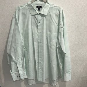 Alfani dress shirt, sage green & white, EUC, 18-18.5 and 34-35